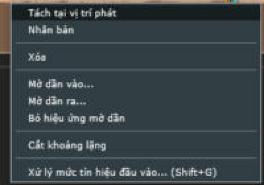 Menu chuột phải trên clip