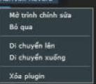 Menu chuột phải trên plugin