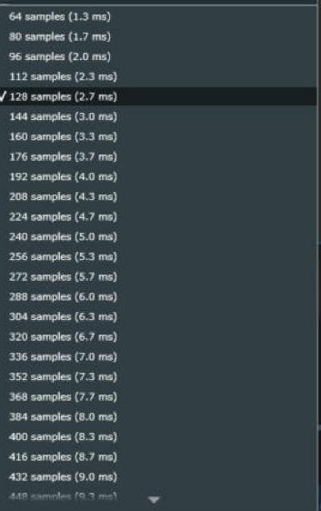 Danh sách buffer size