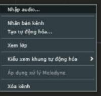 Menu chuột phải trên kênh